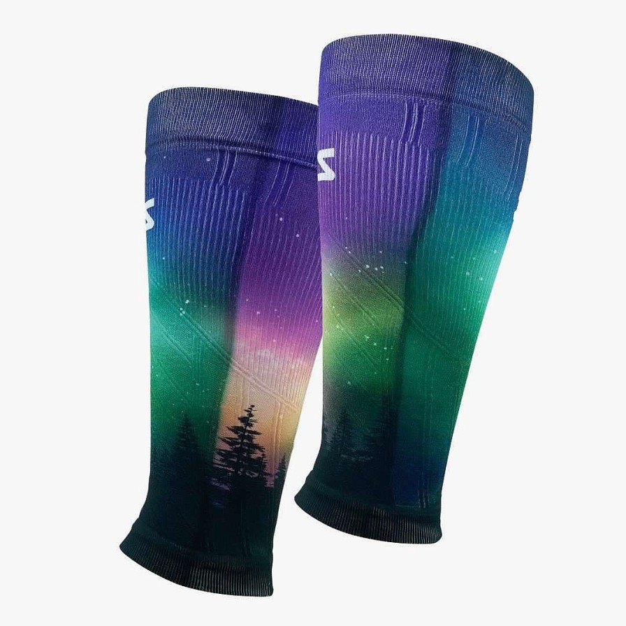 Men Zensah | Northern Lights Compression Leg Sleeves Purple/Green