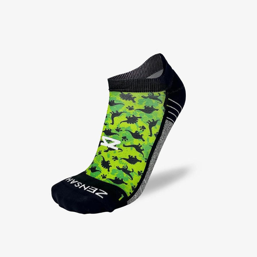 Men Zensah | Dino Silhouettes Running Socks (No Show) Neon Green