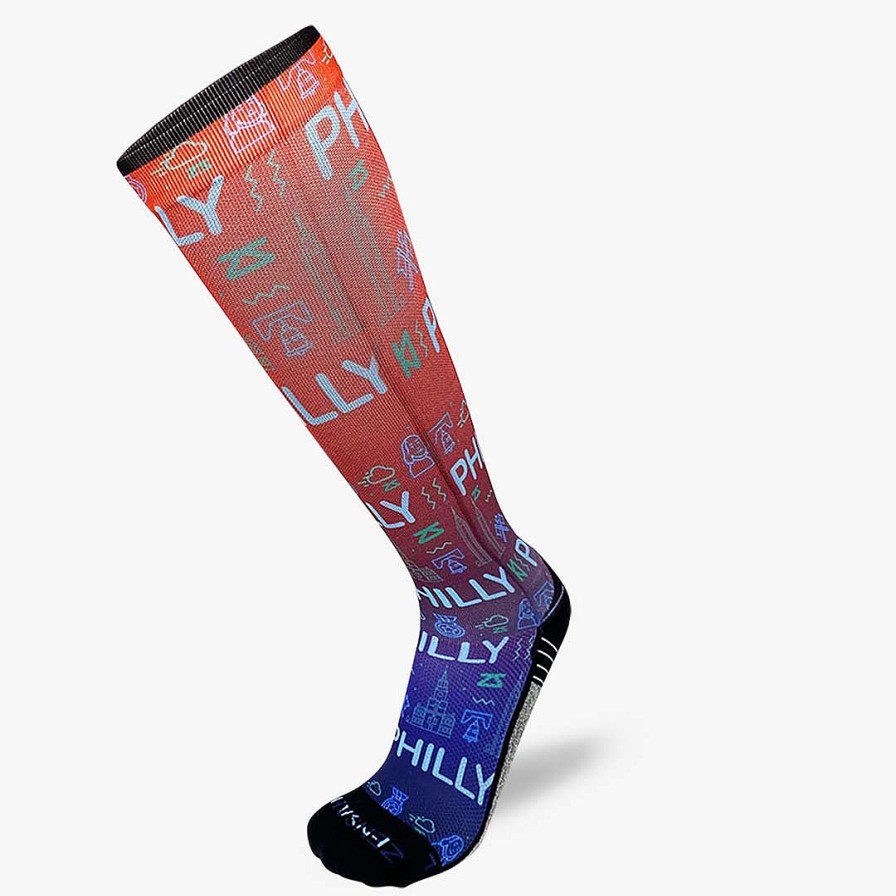 Limited Edition Zensah | Neon Philly Compression Socks (Knee-High) Blue/Red