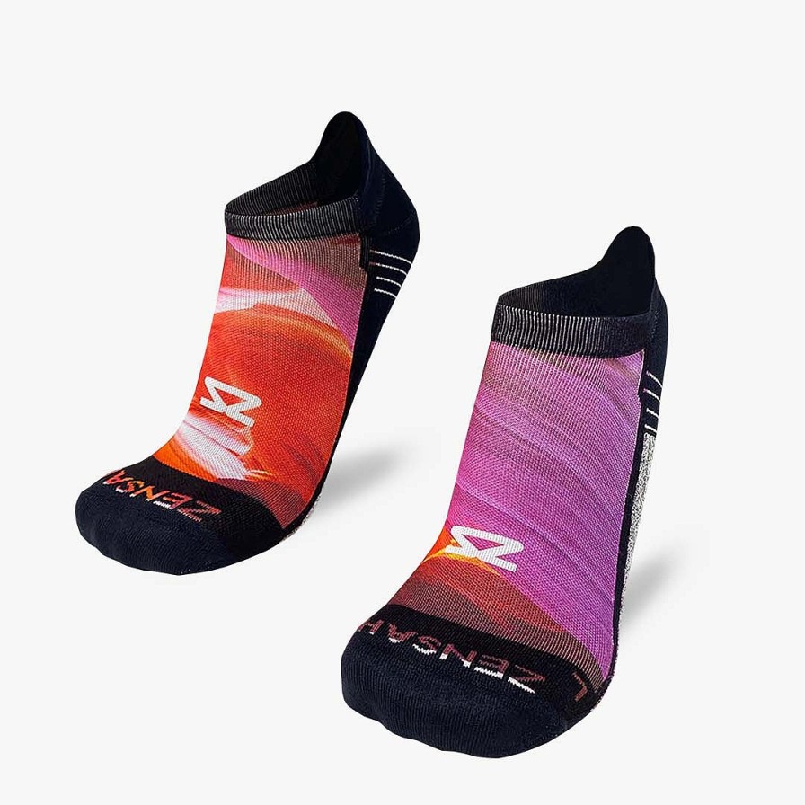 Men Zensah | Nature Canyon Running Socks (No Show) Hot Pink/Neon Orange