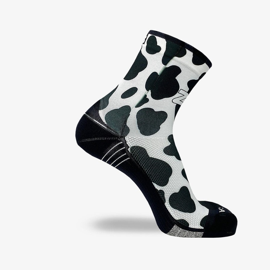 Men Zensah | Cow Print Socks (Mini-Crew) White