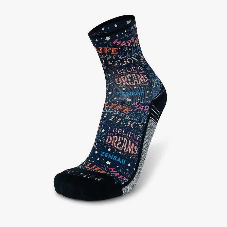 Men Zensah | Motivational Quotes Socks (Mini-Crew) Black