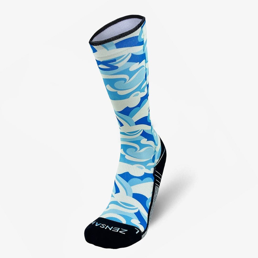 Men Zensah | Tropical Surf Waves Compression Socks (Knee-High) Blues