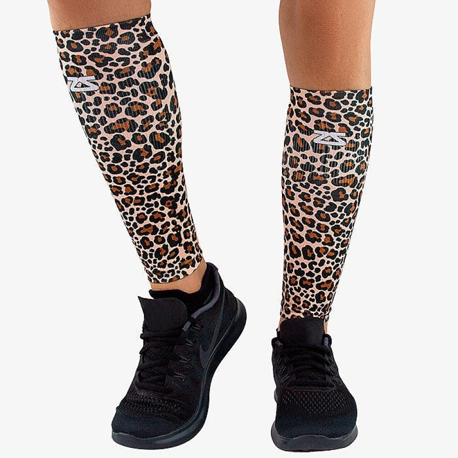 Men Zensah | Leopard Compression Leg Sleeves Beige