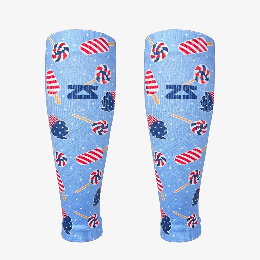 Men Zensah | Usa Candies Compression Leg Sleeves Sky Blue