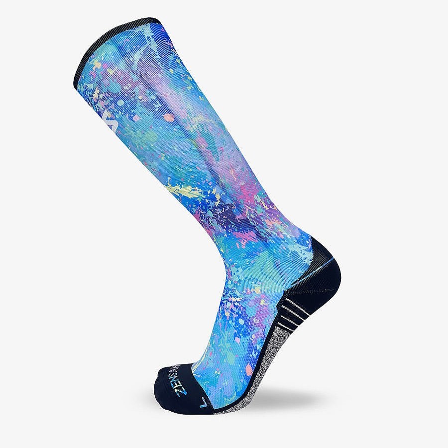 Men Zensah | Color Splatter Compression Socks (Knee-High) Blue/Purple