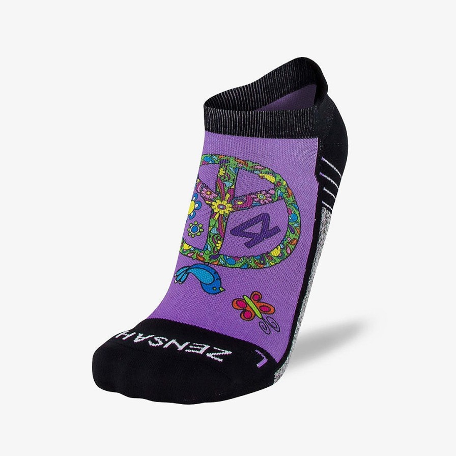 Limited Edition Zensah | Peace Signs Running Socks (No Show) Purple