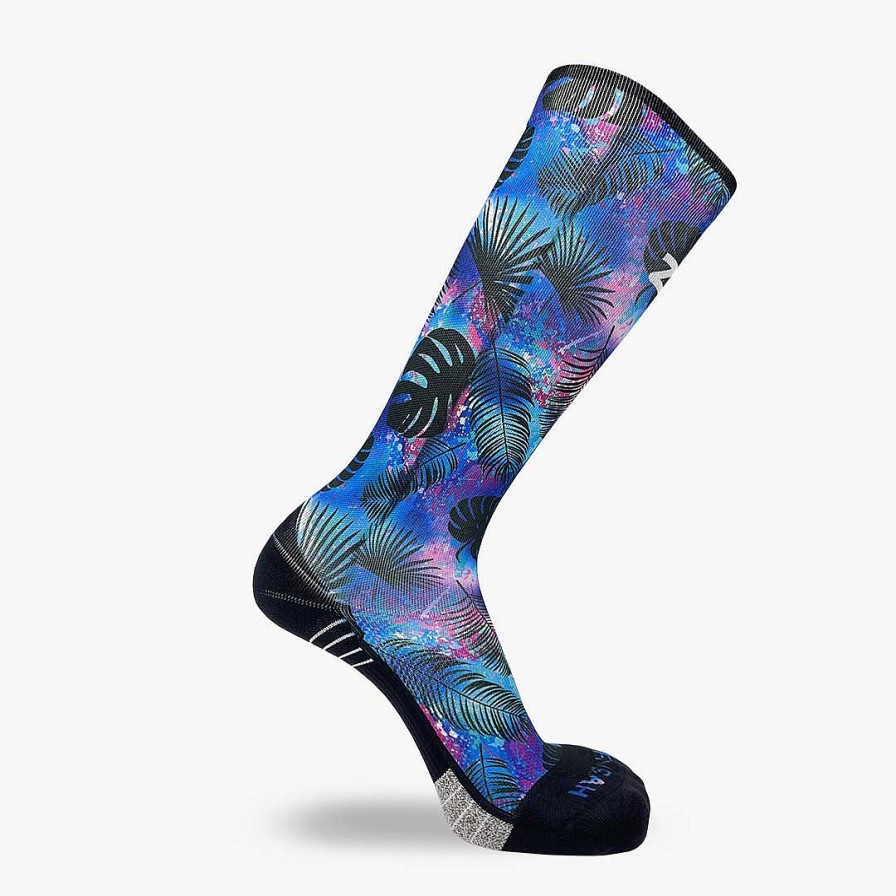 Men Zensah | Palm Leaves Compression Socks (Knee-High) Blue/Pink