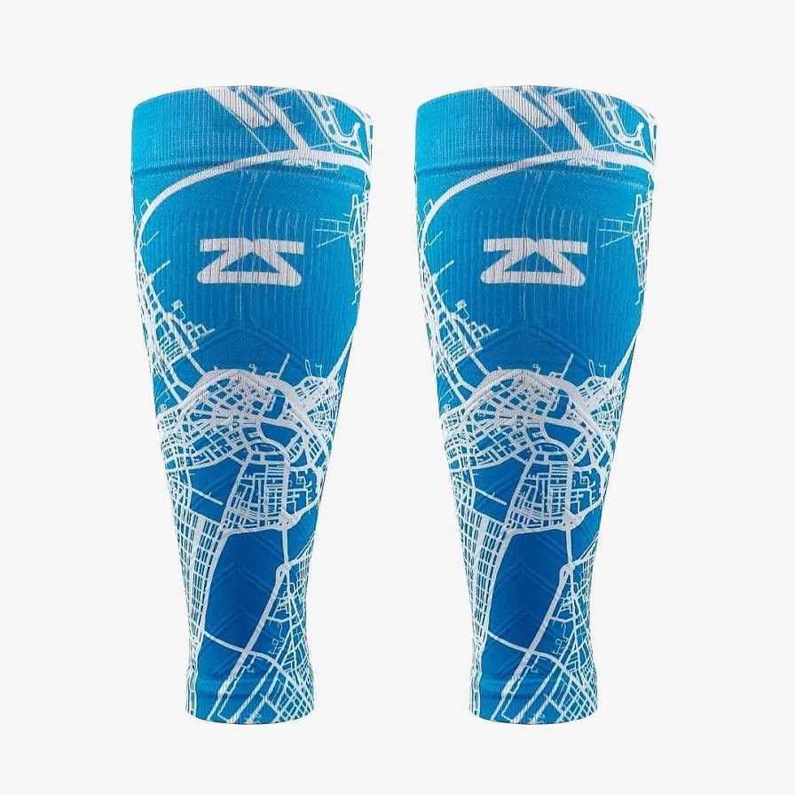 Men Zensah | Boston Map Compression Leg Sleeves Teal