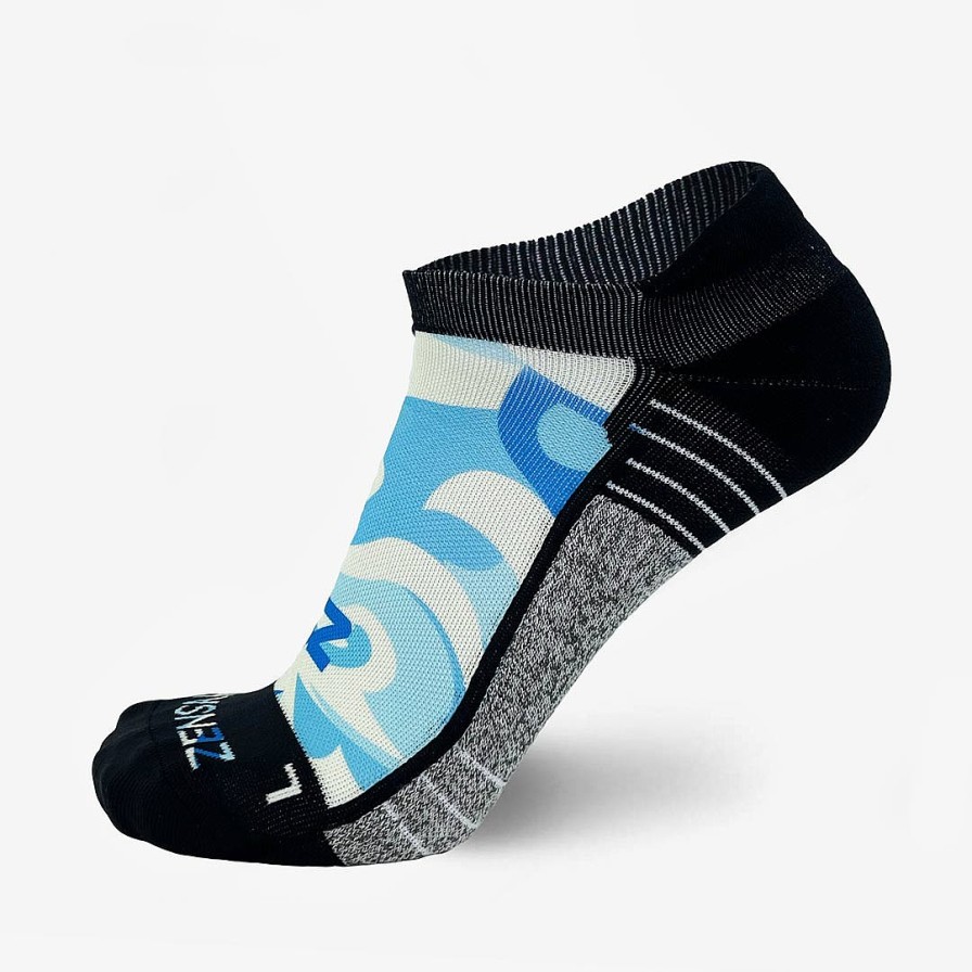 Limited Edition Zensah | Tropical Surf Waves Running Socks (No Show) Blues