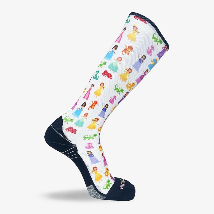 Men Zensah | Princesses And Dragons Compression Socks (Knee-High) White