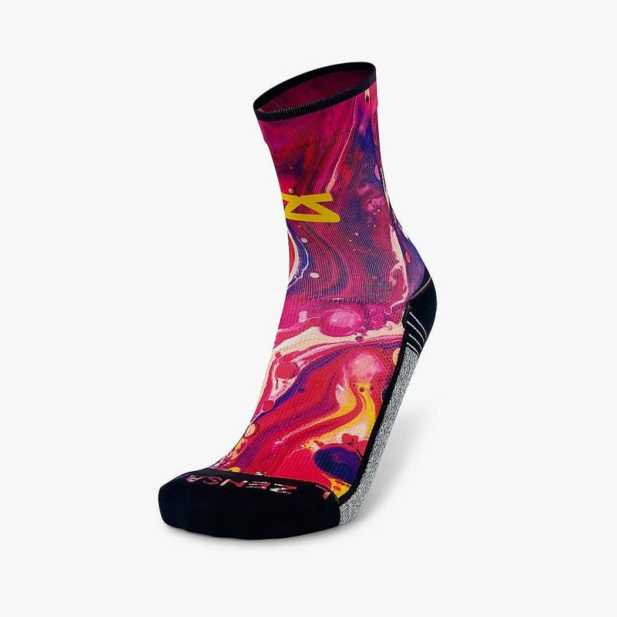 Men Zensah | Liquid Art Socks (Mini-Crew) Pink/Purple