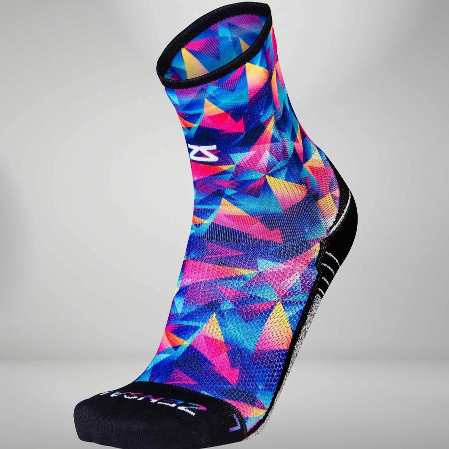 Limited Edition Zensah | Retro Triangles Socks (Mini Crew) Blue-Pink