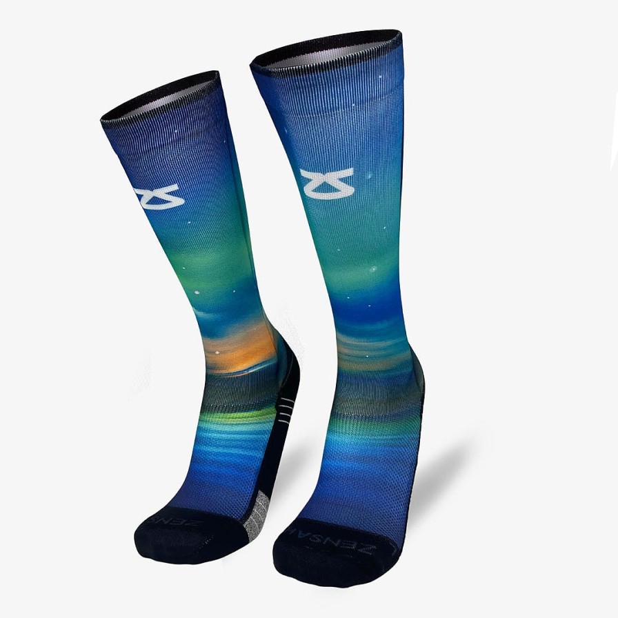 Limited Edition Zensah | Lake Aurora Compression Socks (Knee-High) Blue/Green