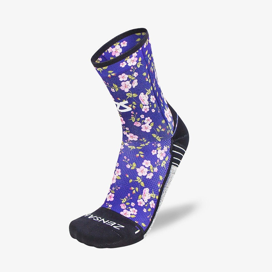 Limited Edition Zensah | Cherry Blossoms Socks (Mini-Crew) Navy