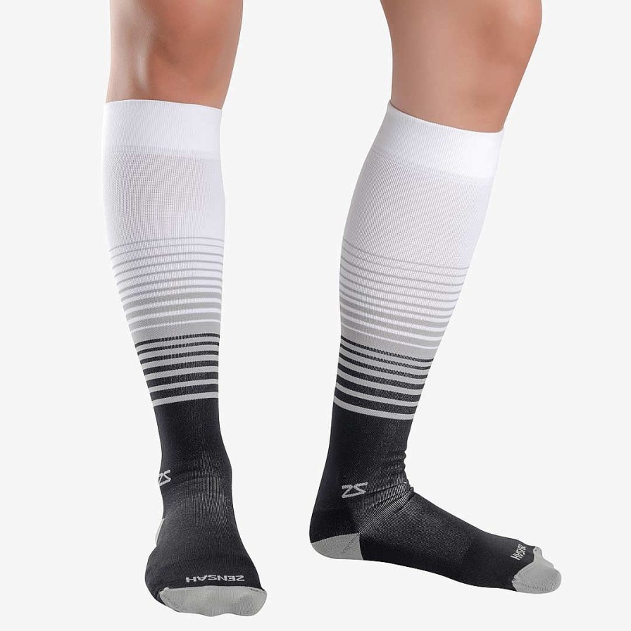 Women Zensah Everyday Socks | Classic Stripes Compression Socks Black/Grey