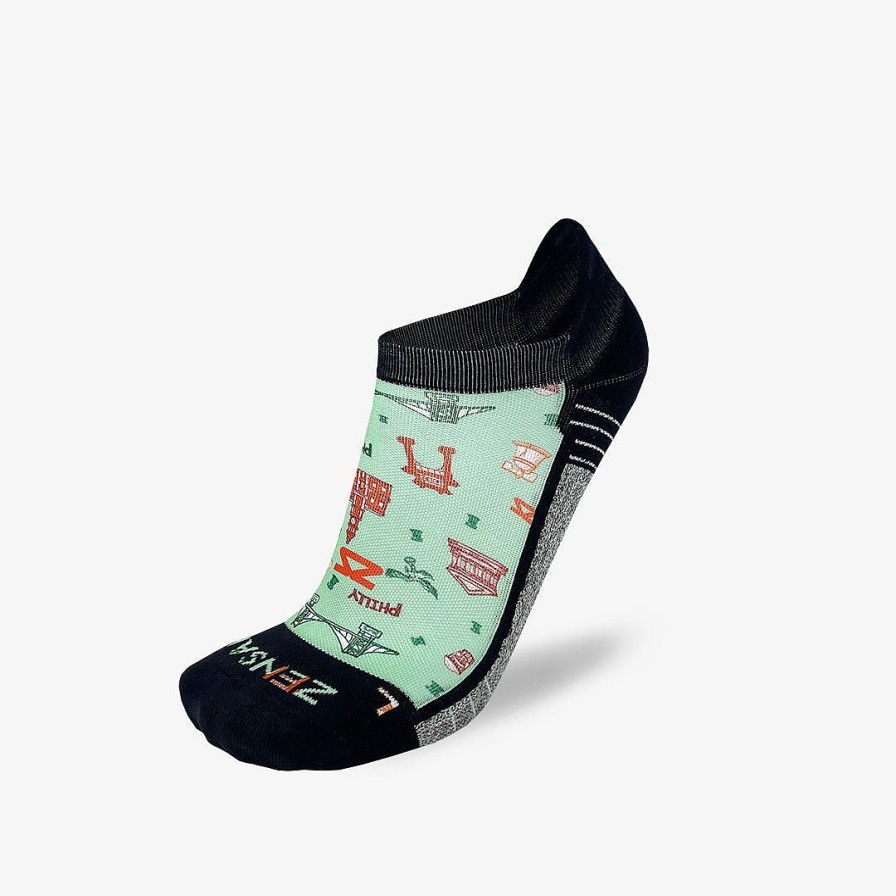 Men Zensah | Philly Doodle Running Socks (No Show) Mint