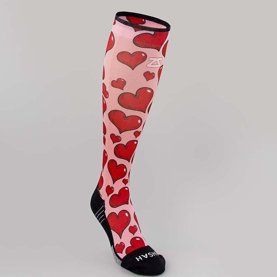 Limited Edition Zensah | Hearts Compression Socks (Knee-High) Pink