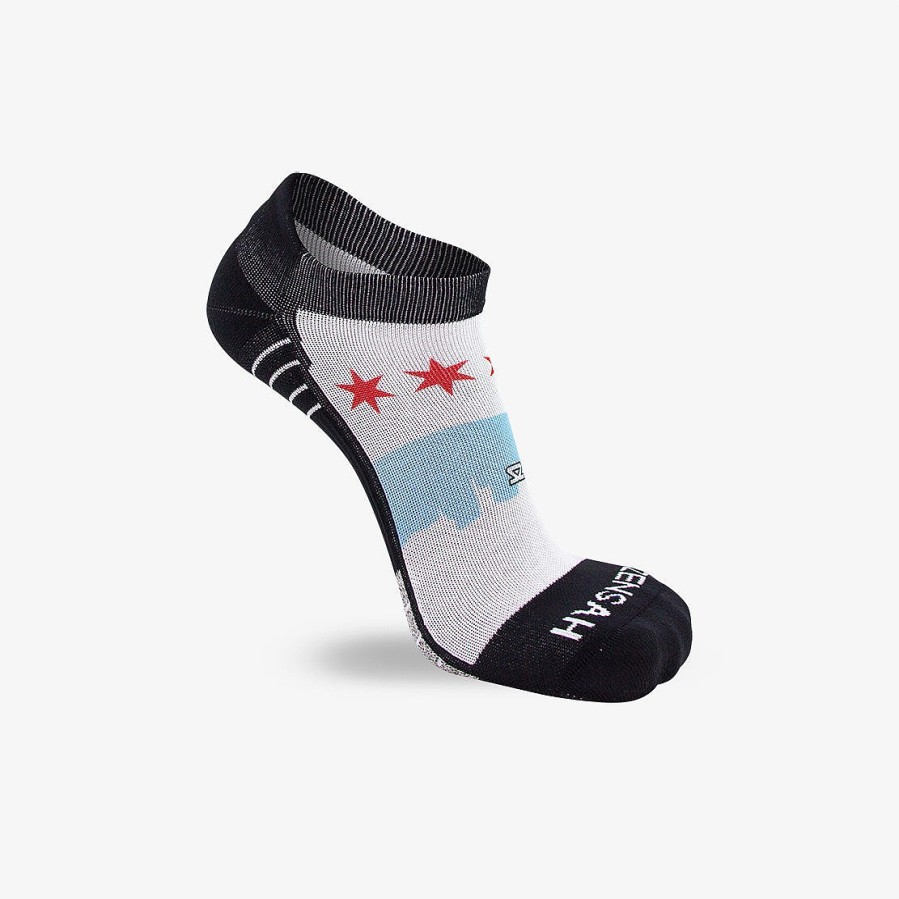 Men Zensah | Chicago Flag Skyline Socks (No Show) White