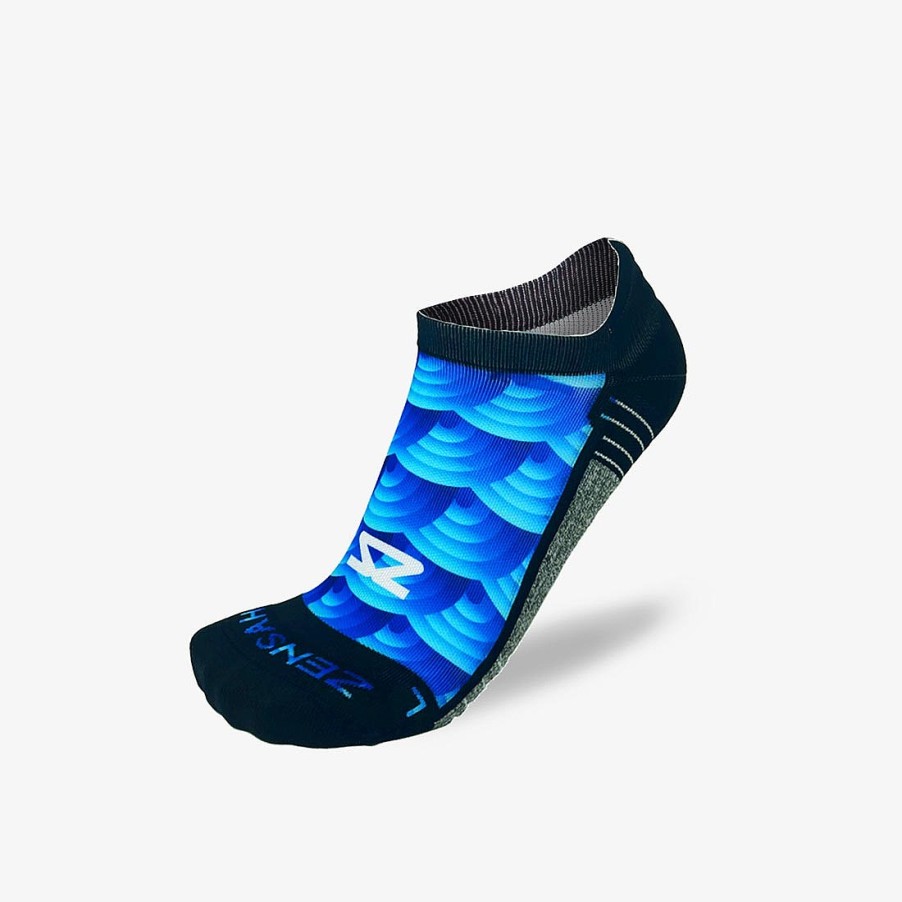 Men Zensah | Abstract Wavebows Running Socks (No Show) Blues