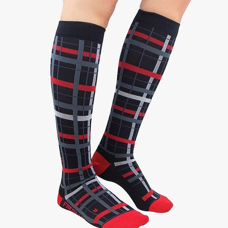 Women Zensah Everyday Socks | Plaid Compression Socks Black-Red