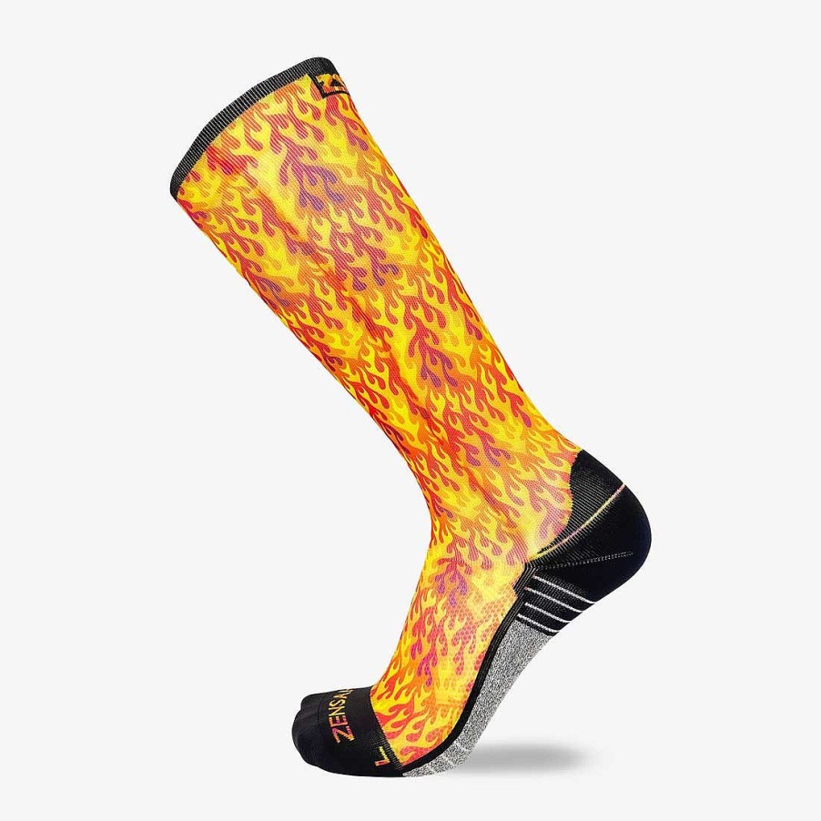 Limited Edition Zensah | Flames Compression Socks (Knee-High) Yellow/Red