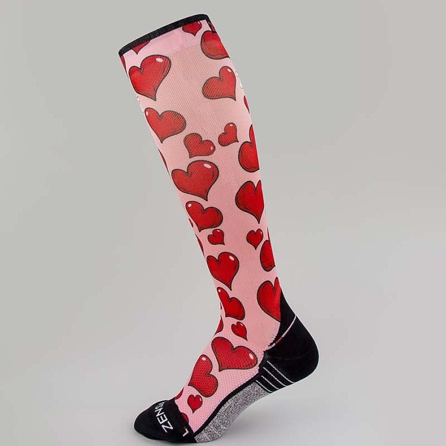 Men Zensah | Hearts Compression Socks (Knee-High) Pink