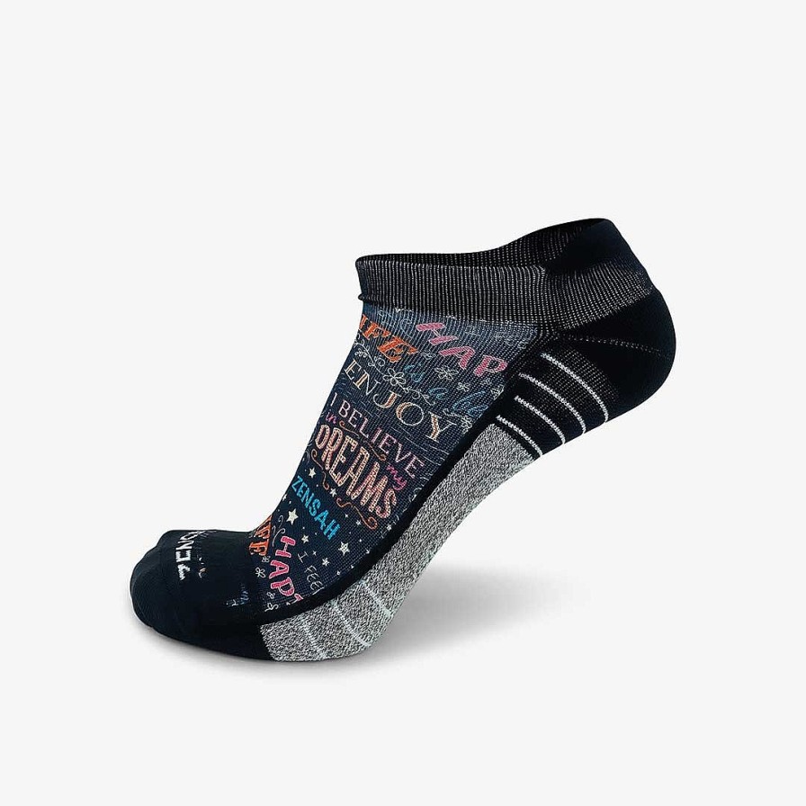 Men Zensah | Motivational Quotes Running Socks (No Show) Black