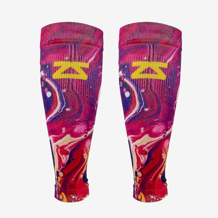 Men Zensah | Liquid Art Compression Leg Sleeves Pink/Purple