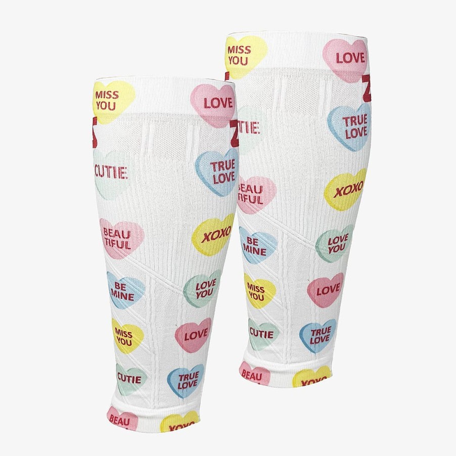 Men Zensah | Candy Hearts Compression Leg Sleeves White