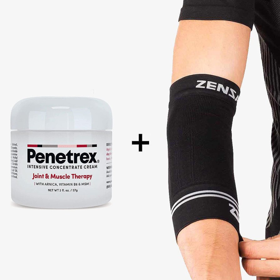 Women Zensah Arm, Elbow, & Wrist Sleeves | Bundle: Penetrex 2 Oz (1) & Compression Elbow Sleeve Black