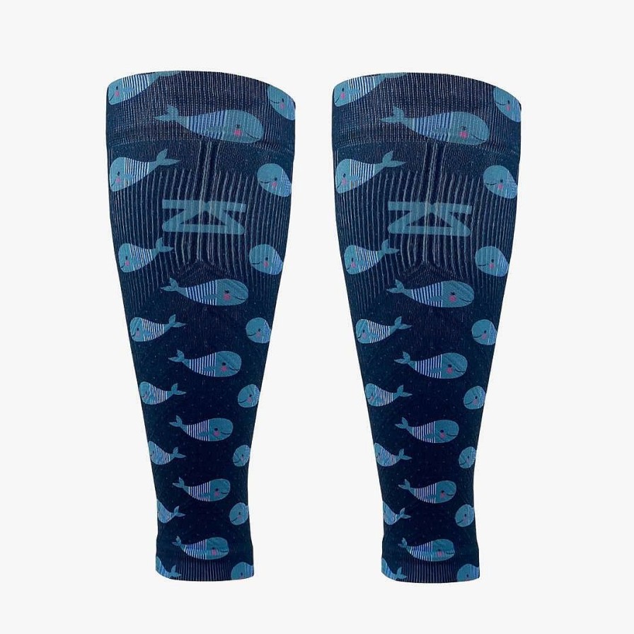 Limited Edition Zensah | Whales Compression Leg Sleeves Navy