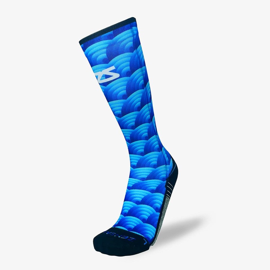 Limited Edition Zensah | Abstract Wavebows Compression Socks (Knee-High) Blues