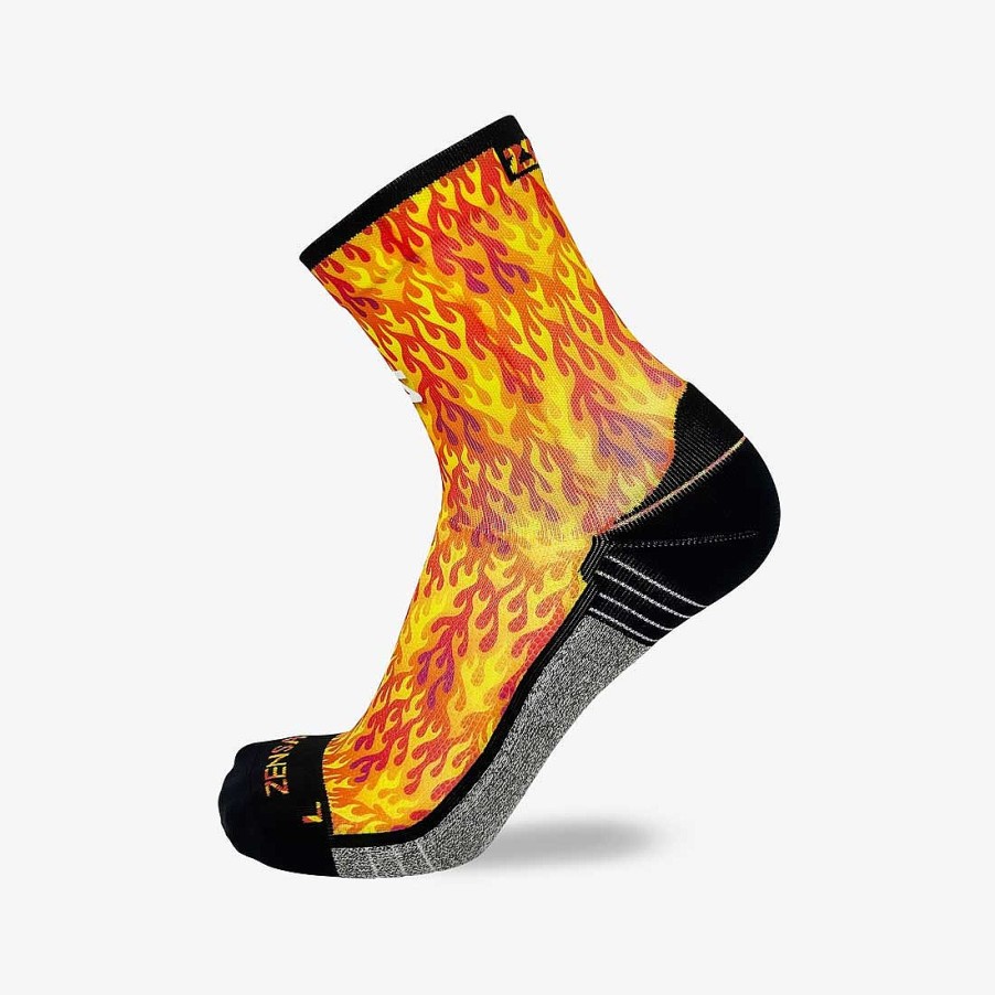 Limited Edition Zensah | Flames Socks (Mini-Crew) Yellow/Red