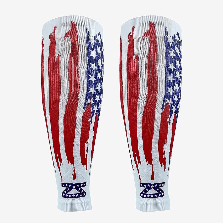 Limited Edition Zensah | Rugged Usa Flag Compression Leg Sleeves White