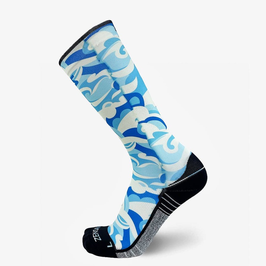 Limited Edition Zensah | Tropical Surf Waves Compression Socks (Knee-High) Blues