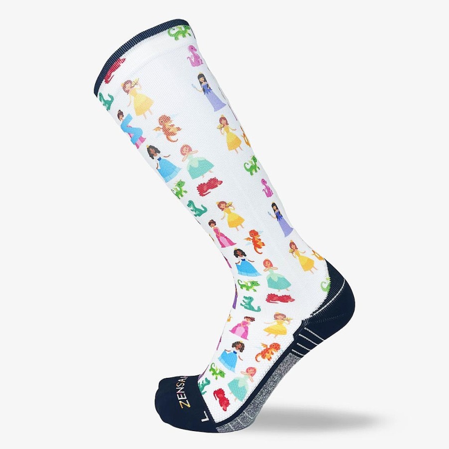 Limited Edition Zensah | Princesses And Dragons Compression Socks (Knee-High) White