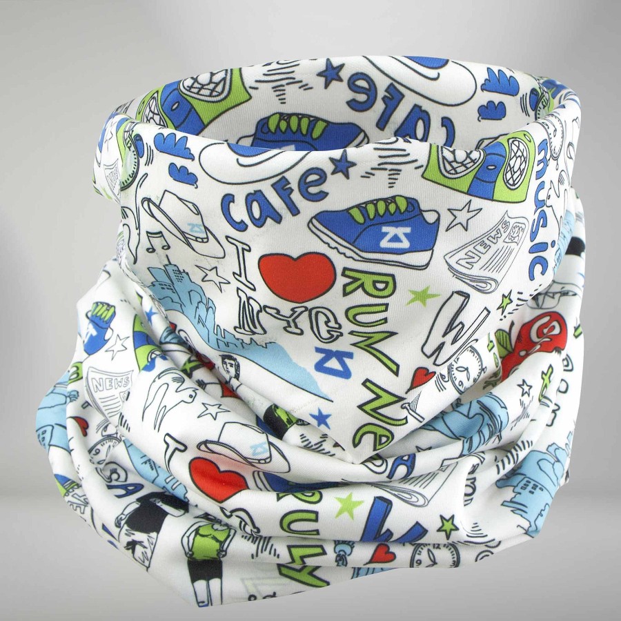 Women Zensah Accessories | New York Doodle Multi-Use Neck Gaiter & Headwear White