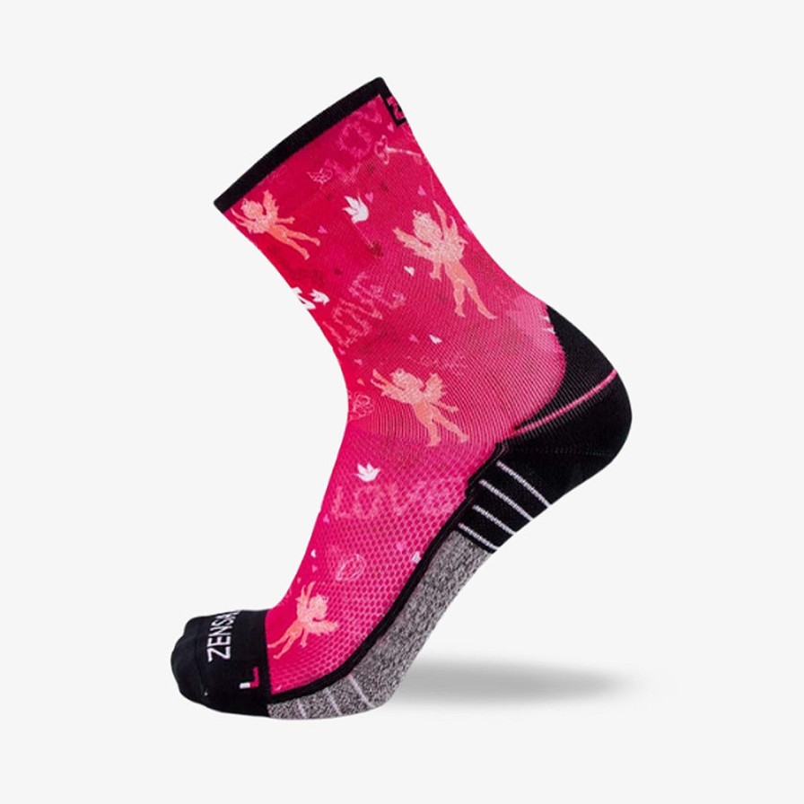 Men Zensah | Cupid Doodle Valentine'S Socks (Mini Crew) Magenta