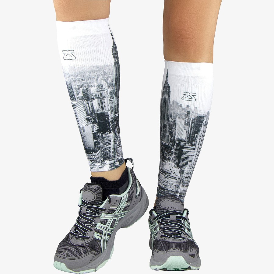 Limited Edition Zensah | Nyc Empire State Compression Leg Sleeves Greyscale