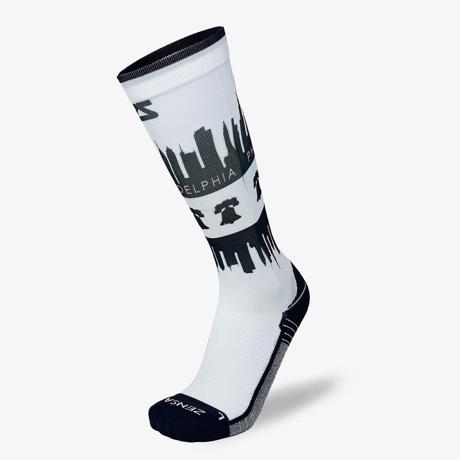 Limited Edition Zensah | Philadelphia Skyline Compression Socks (Knee-High) White