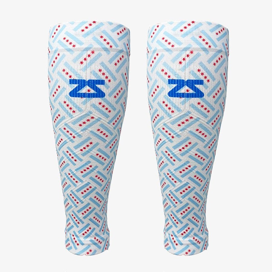 Limited Edition Zensah | Chicago Flags Compression Leg Sleeves White