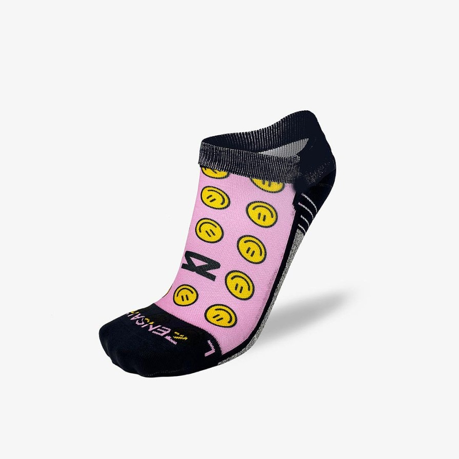 Limited Edition Zensah | Smiley Faces Running Socks (No Show) Pink