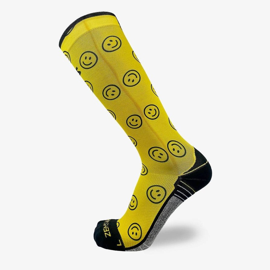 Men Zensah | Happy Faces Compression Socks (Knee-High) Yellow