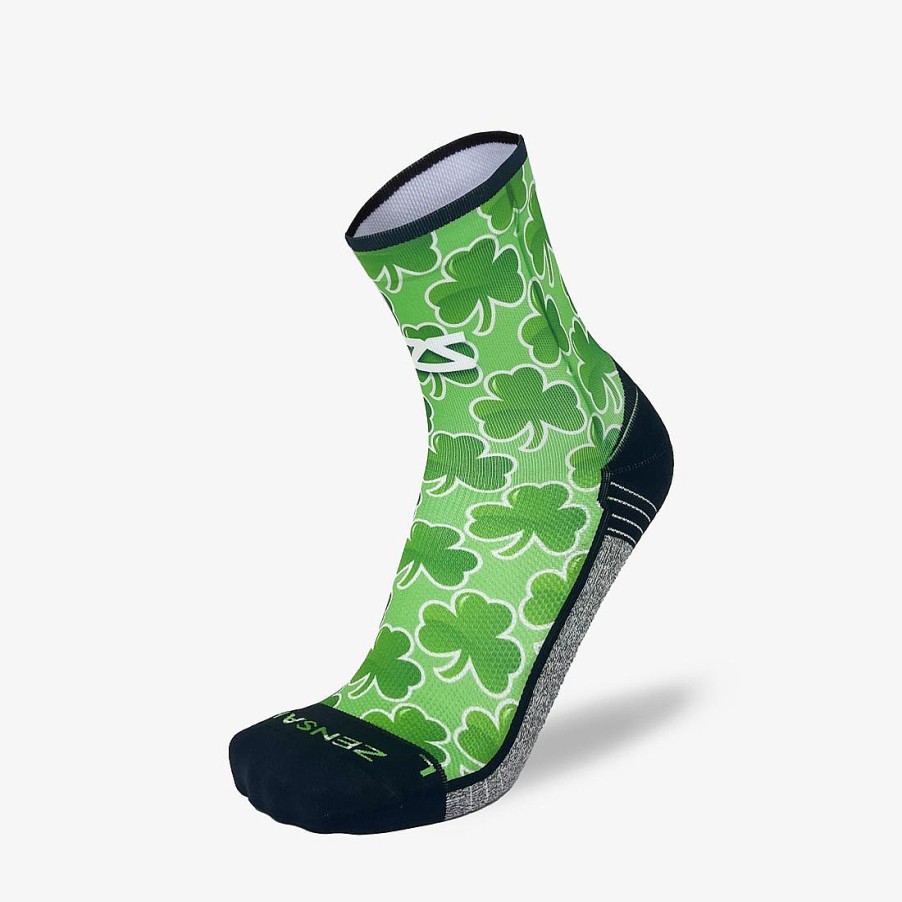 Men Zensah | Classic Shamrocks Running Socks (Mini-Crew) Mint Green