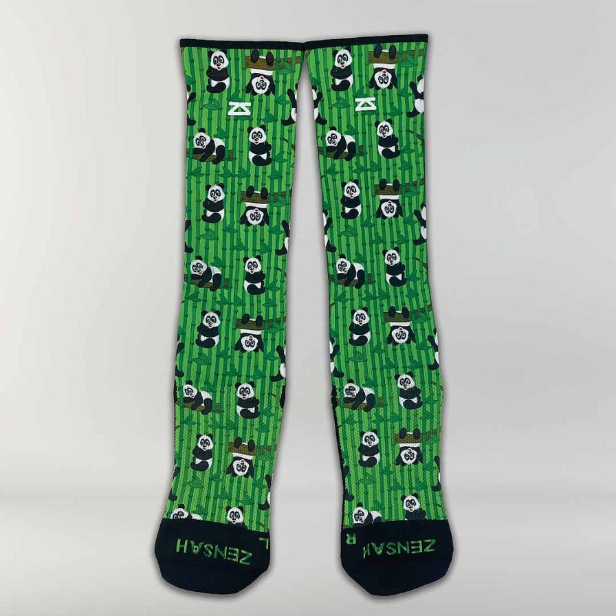 Limited Edition Zensah | Pandas Compression Socks (Knee-High) Green