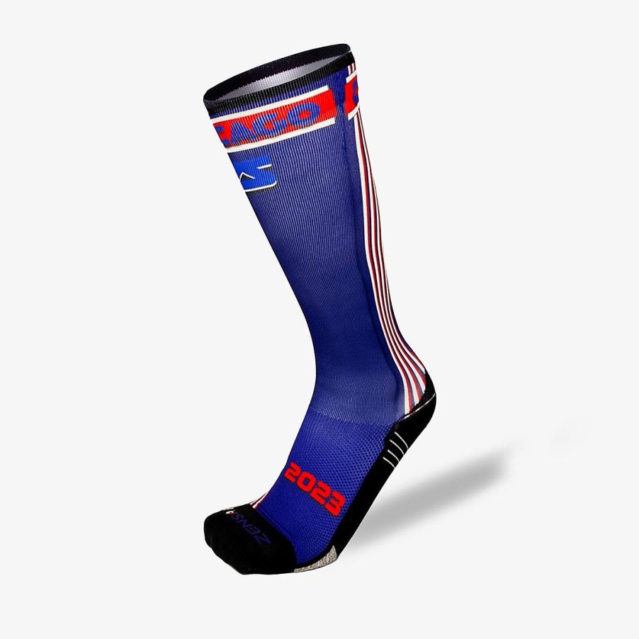 Limited Edition Zensah | Old School Chicago Compression Socks (Knee-High) Navy