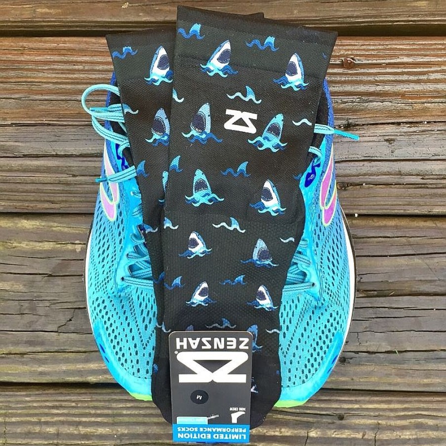 Limited Edition Zensah | Shark Socks (Mini-Crew) Black