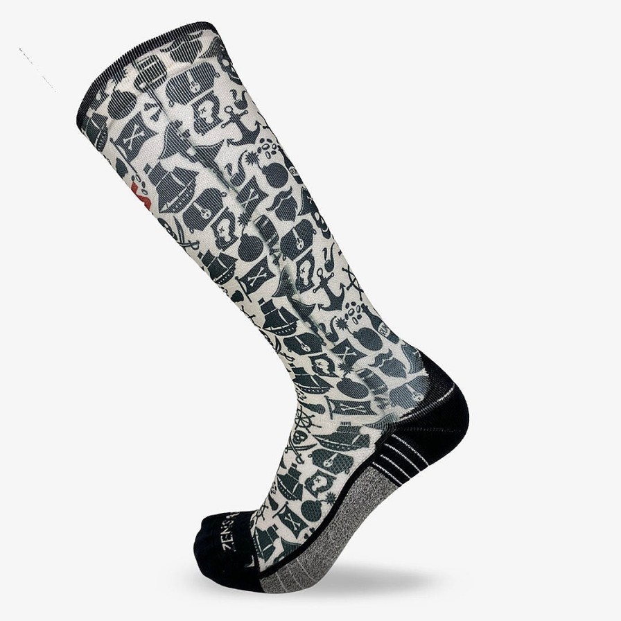 Men Zensah | Pirate Vibes Compression Socks (Knee-High) Ivory