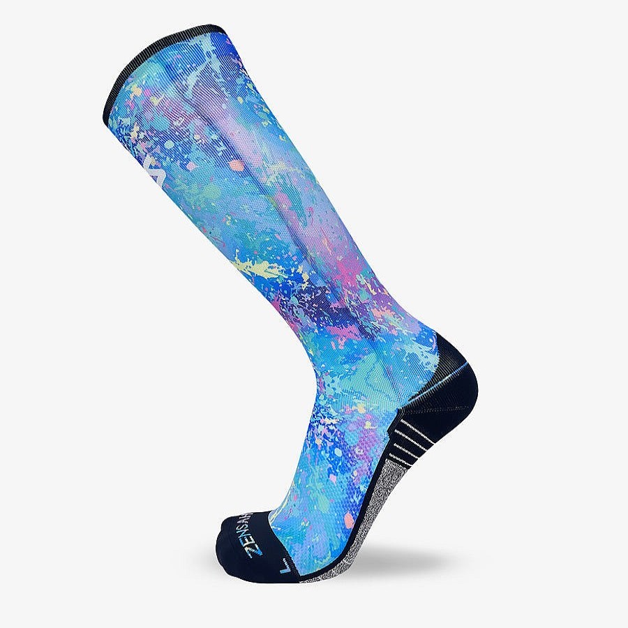 Limited Edition Zensah | Color Splatter Compression Socks (Knee-High) Blue/Purple